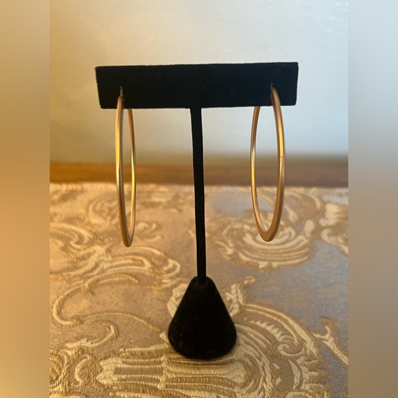 Anthropologie Polished Gold Hoop Earrings - Picture 5 of 6